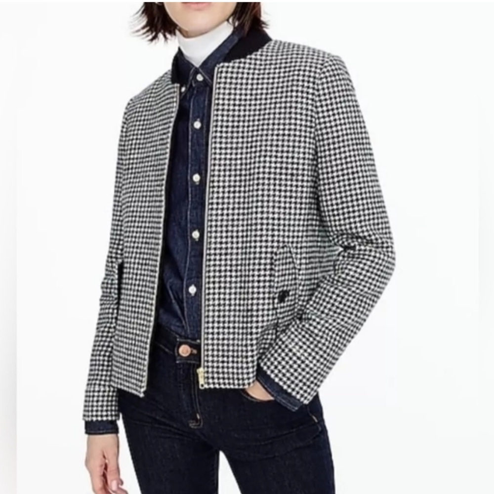 J. Crew English Wool Black and White Houndstooth Jacket Small